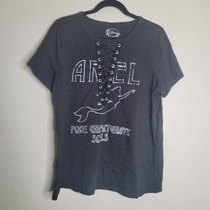 Disney Short Sleeve Solid Ariel Poor Unfortunate Souls Black Top Womans 2